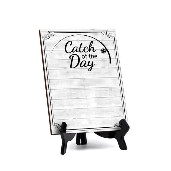 Catch of the Day 6x8 Dry Wipe Table Sign Easy Installation | Restaurant & Bar | Perfect To Clearly Direct Customers & Advertise Specials | No Pen Included