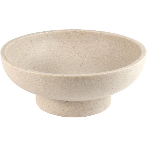 Catch All Decorative Fruit Bowl with Pedestal Key, Purse & Trinket Holder | Entryway Table, Kitchen Counter, Coffee Console Decor | Modern Minimalist Artificial Stone Beige
