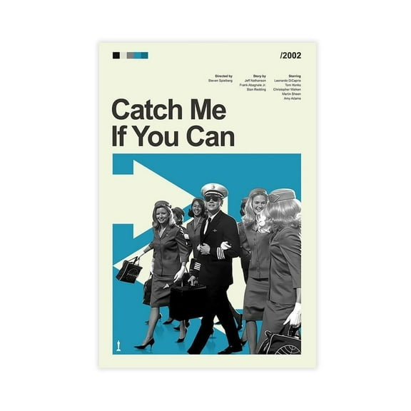 Catch Me If You Can Movie Poster, Modern Vintage Movie Posters Canvas Poster for Living Room Bedroom Decor