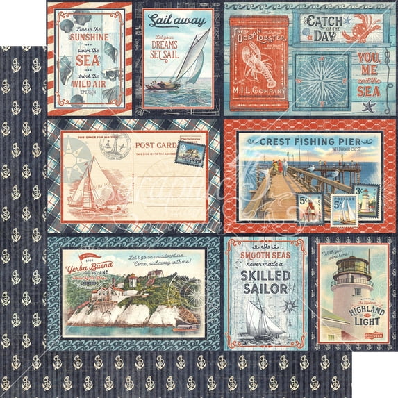 Catch Of The Day Double-Sided Cardstock 12"X12"-Smooth Sailing