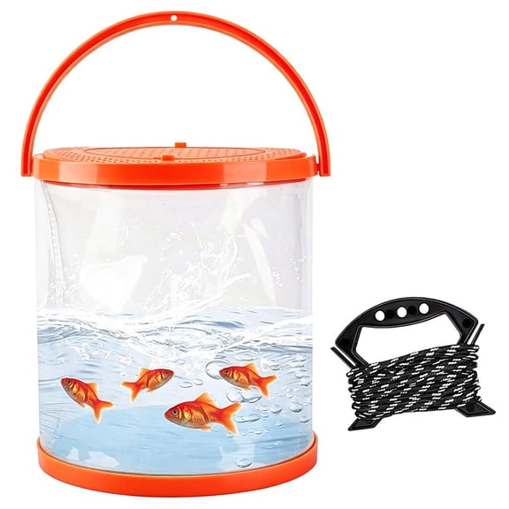 Catch Plastic Beach Aquarium, Foldable Small Aquarium, Plastic Portable Fish Tank with Lid, Clear Fish Transport Container Fishing Bucket, Great Concept for Catching and Release Critters