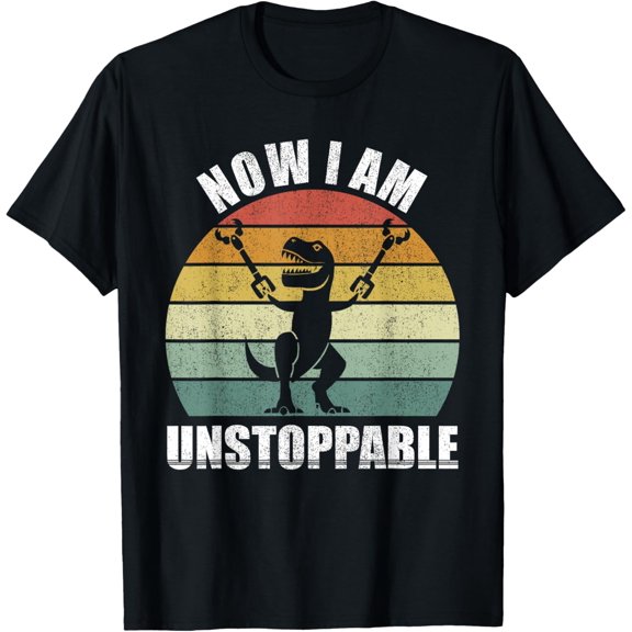 Catch Some Rays Retro Now I Am Unstoppable Funny T-Rex Women's Black T-Shirt