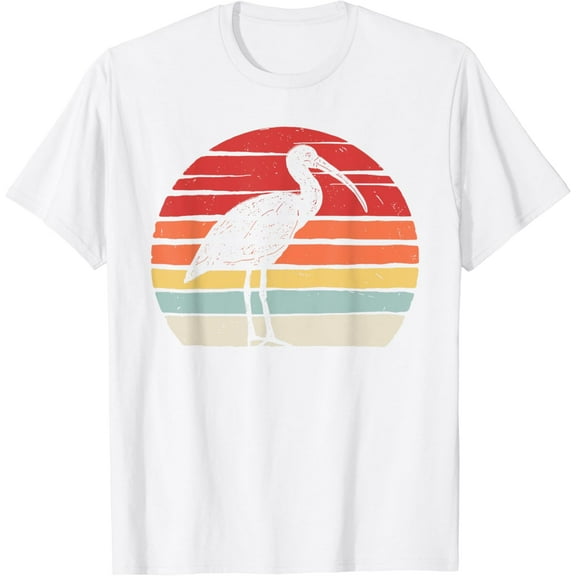 Catch Some Rays Vintage Retro Ibis Bird Graphic T-Shirt - Women's Unisex Adults White Small Classic Fit Short Sleeve Crew Neck T-Shirt