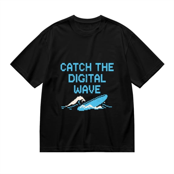Catch The Digital Wave, Surfboard Print, T Shirt for Men, Vintage Graphic Tees Men, 23806981,S
