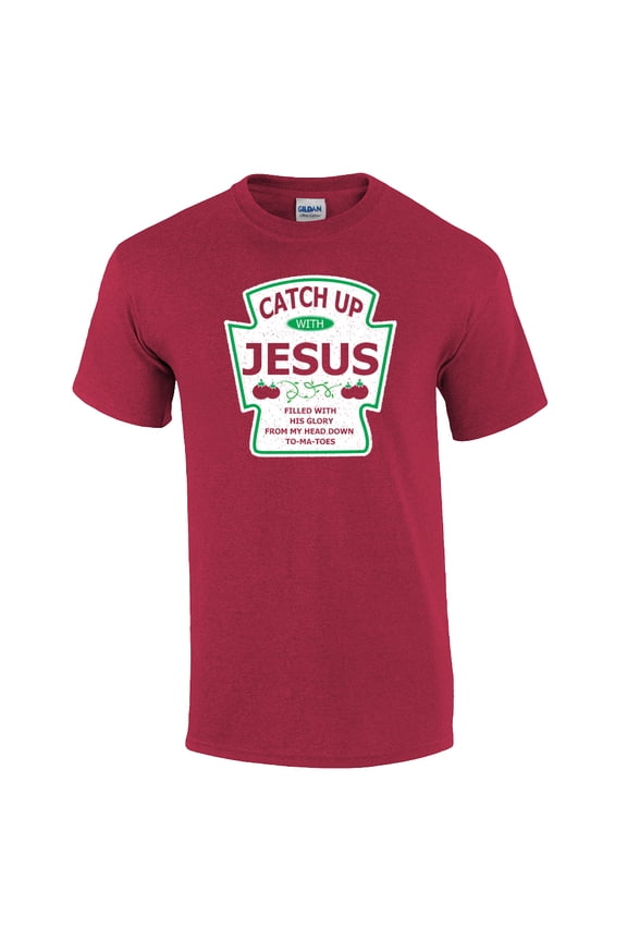 Catch Up with Jesus Short Sleeve T-shirt-Heather Red-medium