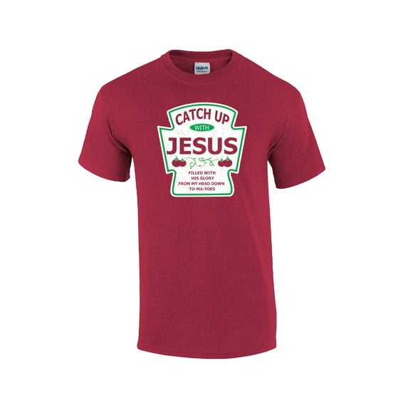 Catch Up with Jesus Short Sleeve T-shirt-Heather Red-small