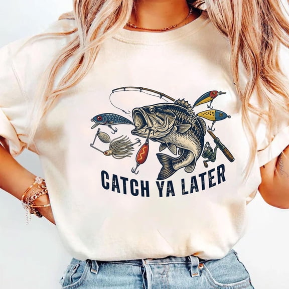 Catch Ya Later Fishing Shirt, Vintage Bass Fish Lure Tee, Angler Graphic Shirtt, Unisex Cotton T-Shirt, Size S-5XL