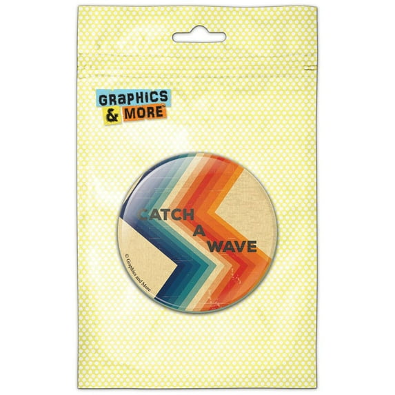 Catch a Wave Retro Stripes Surf Beach Refrigerator Button Magnet