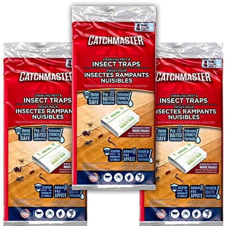 CatchMaster 724 Spider and Insect Glue Trap - 4 Professional Strength Traps per Package (3 Pack)