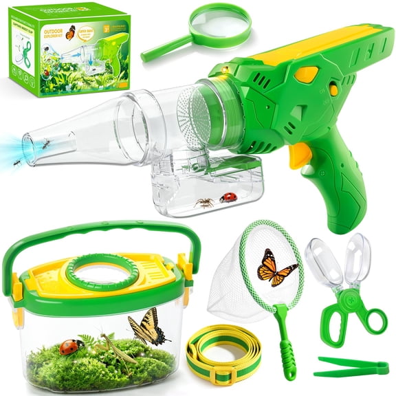 Catcher For 3-12  Vacuum Bugs Catching Release Kit Magnifying Glass Collector Butterfly Net Grabber Insect Tweezers Outside Explorer Toys Birthday Gift