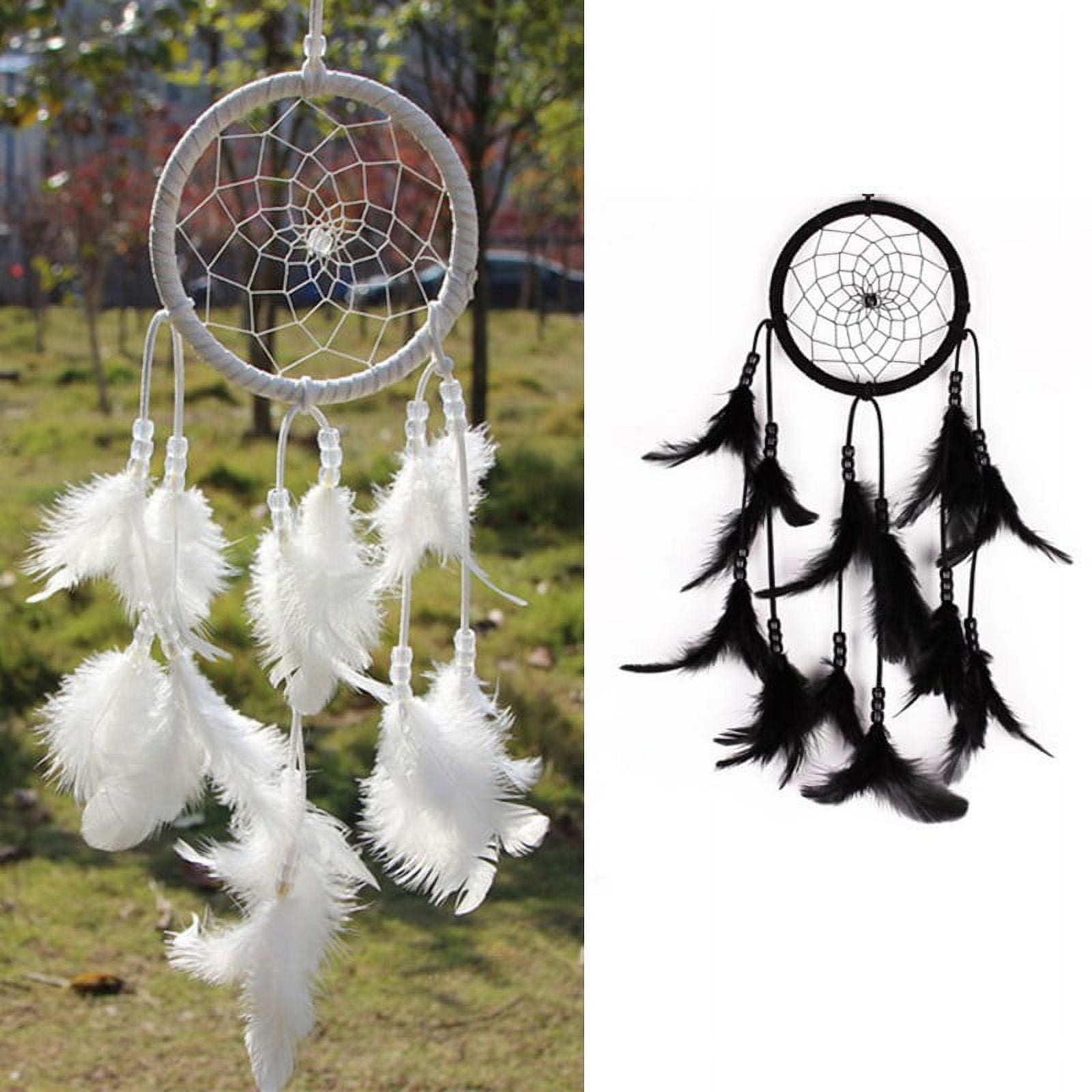 Catcher Circular White Feathers Wall Hanging Decoration Decor Craft