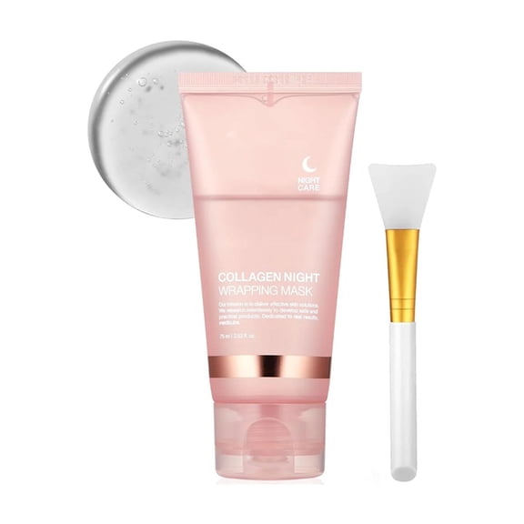 Catcher Collagen Night Wrapping Mask, Peel Off Hydrolyzed Collagen Facial Mask, Elasticity & Hydration, Tight Skin, Reduce Sagging & Dullness, 2.54 fl.oz（1Set）