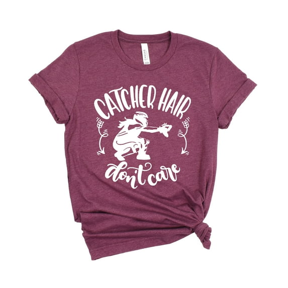 Catcher Hair Don't Care Shirt, Softball Catcher Shirt, Softball Player Shirt, Unisex T-Shirt