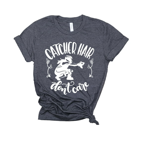Catcher Hair Don't Care Shirt, Softball Catcher Shirt, Softball Player Shirt, Unisex T-Shirt
