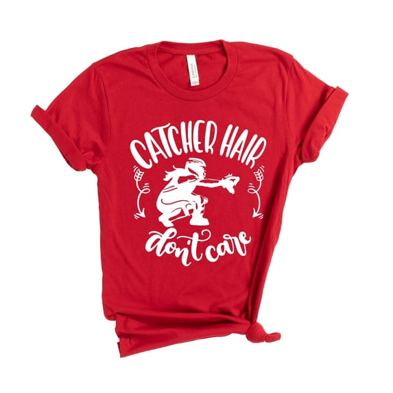Catcher Hair Don't Care Shirt, Softball Catcher Shirt, Softball Player Shirt, Unisex T-Shirt