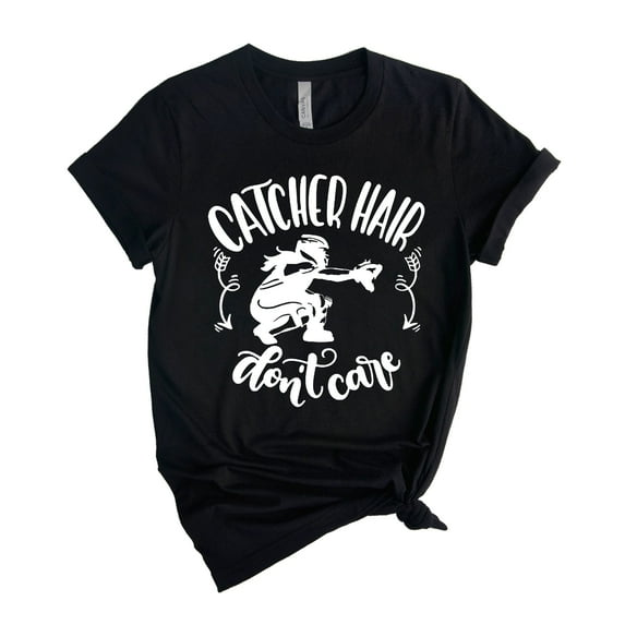 Catcher Hair Don't Care Shirt, Softball Catcher Shirt, Softball Player Shirt, Unisex T-Shirt