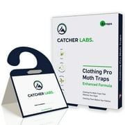 Catcher Labs Clothing Moth Pro Traps with Pheromones | Non-toxic Clothes Moth Trap With Lure for Closets & Carpet | Moth Killer Treatment & Prevention | Case Making & Web Spinning (6 Traps)