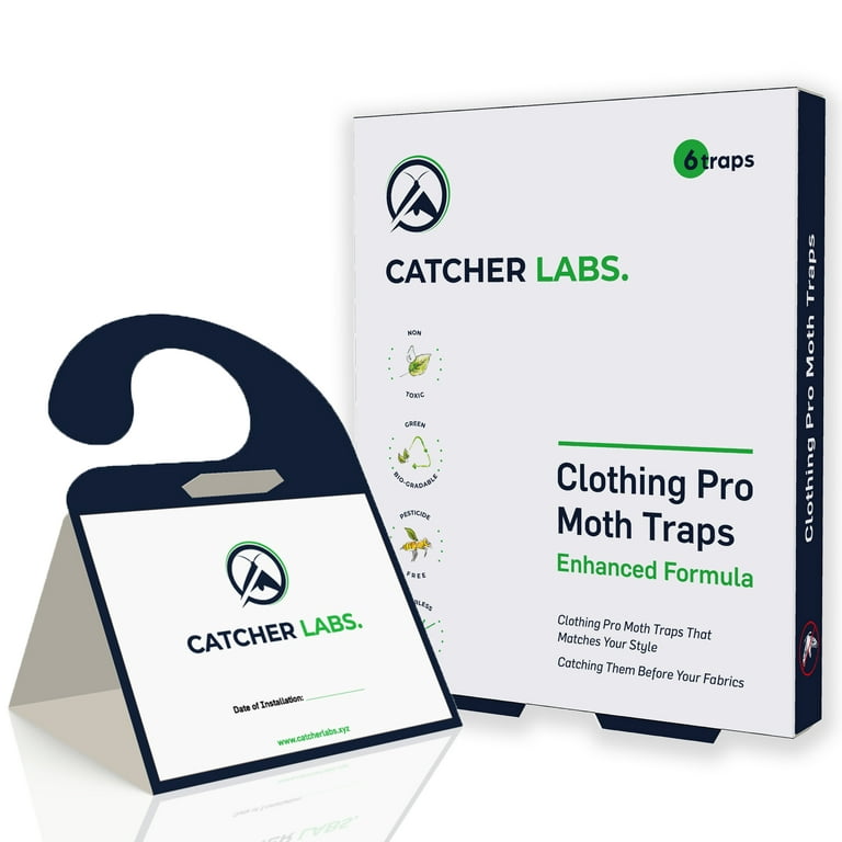 Catcher Labs Clothing Moth Traps with Pheromones | Non-Toxic Closet Moth  Catcher| Moth Treatment & Prevention | Spray & Repellent Alternative  (6-Pack)