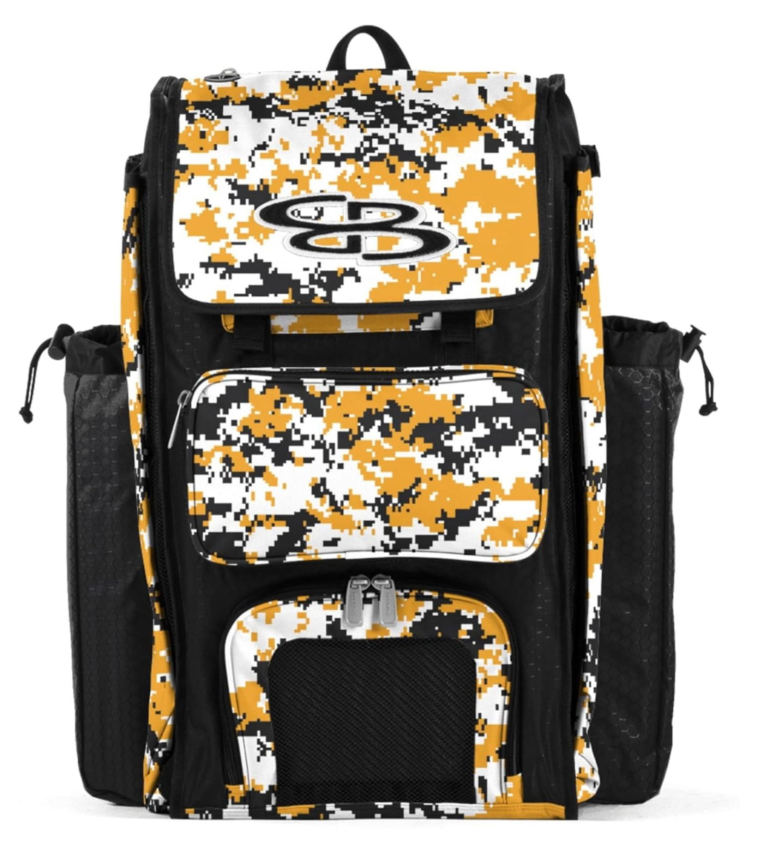 Catchers Superpack Bat Bag Digital Camo - 23-1/2" x 13-1/2" x 9-1/2" - Multiple Colors - Holds 4 Bats - Backpack Version (no Wheels) Black/Gold