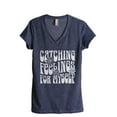 thumbnail image 1 of Catching Feelings For Myself Women's Fashion Relaxed V-Neck T-Shirt Tee Heather Navy 2X-Large, 1 of 3