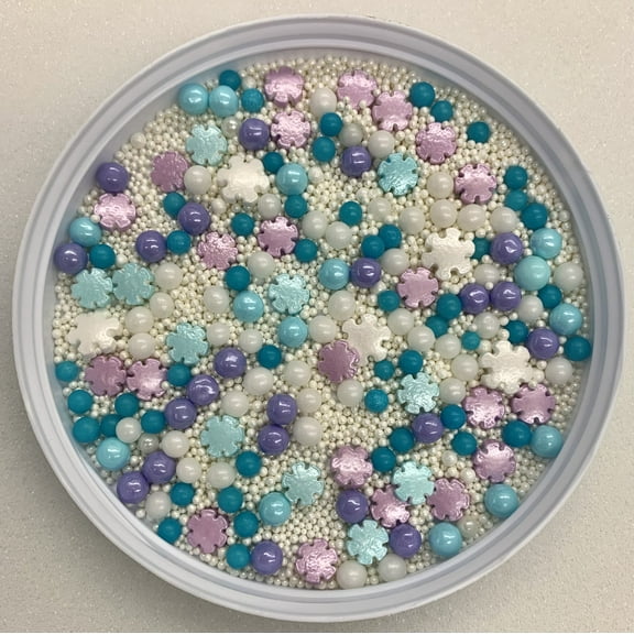 Catching Snowflakes Mix Edible Sprinkles Birthday Party Childrens, Kids, Donuts, Candy, Brownies, Cakepops 6 oz.