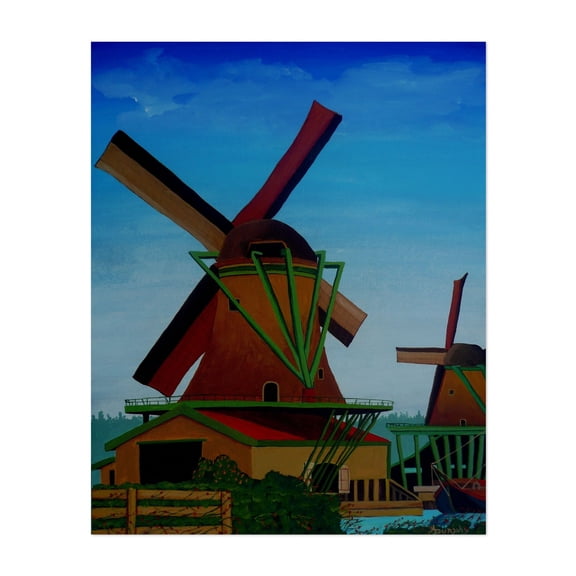 Catching The Wind - Painting Rural Landscape Architecture Pastoral Scenic Farmhouse Unframed Wall Art Print 36 x 48 inches