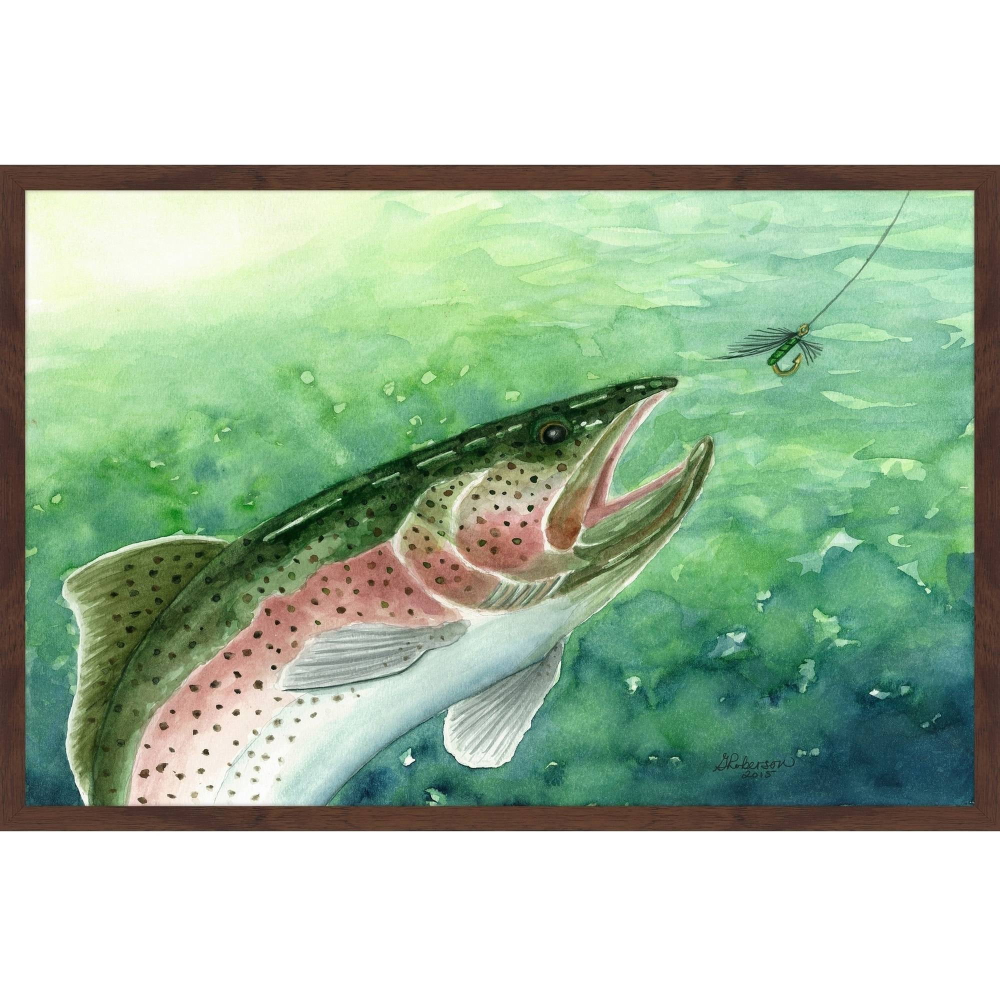 "Catching Trout" Framed Painting Print