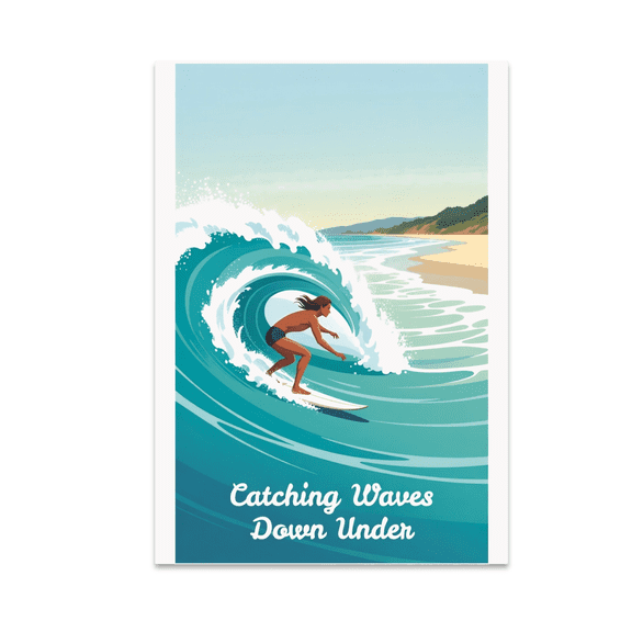 Catching Waves Down Under - Surfing Enthusiast - 13x19 Poster Print