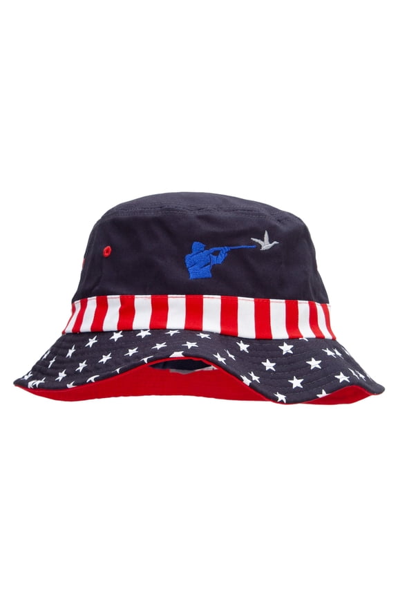 Catching a Bird Embroidered USA Flag Bucket Hat - Flag M