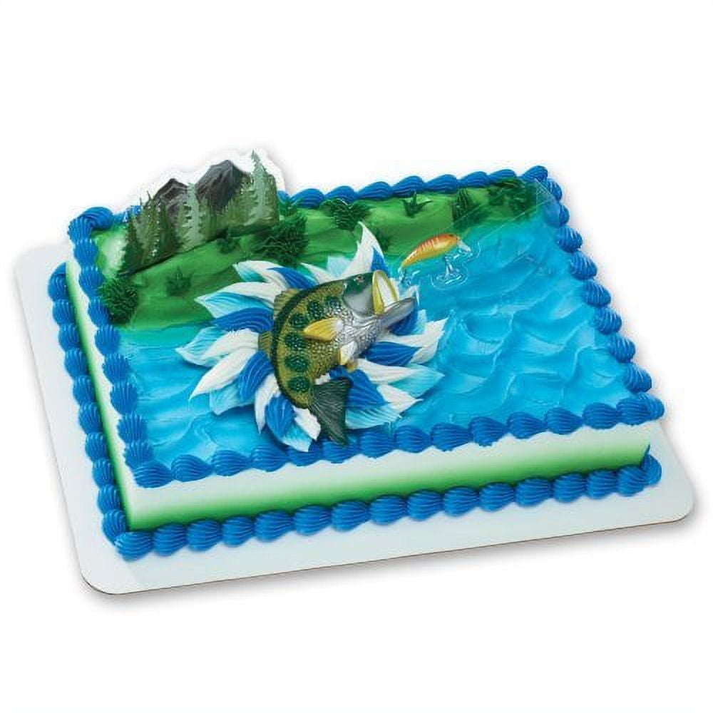  The Big One Cake Topper with Bass Fishes Sign : Toys & Games
