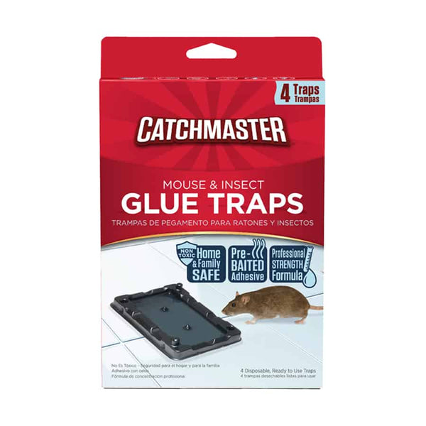 Catchmaster 104-12F Mouse & Insect Glue Traps, Non-Toxic, Pre-Baited, 4 ...