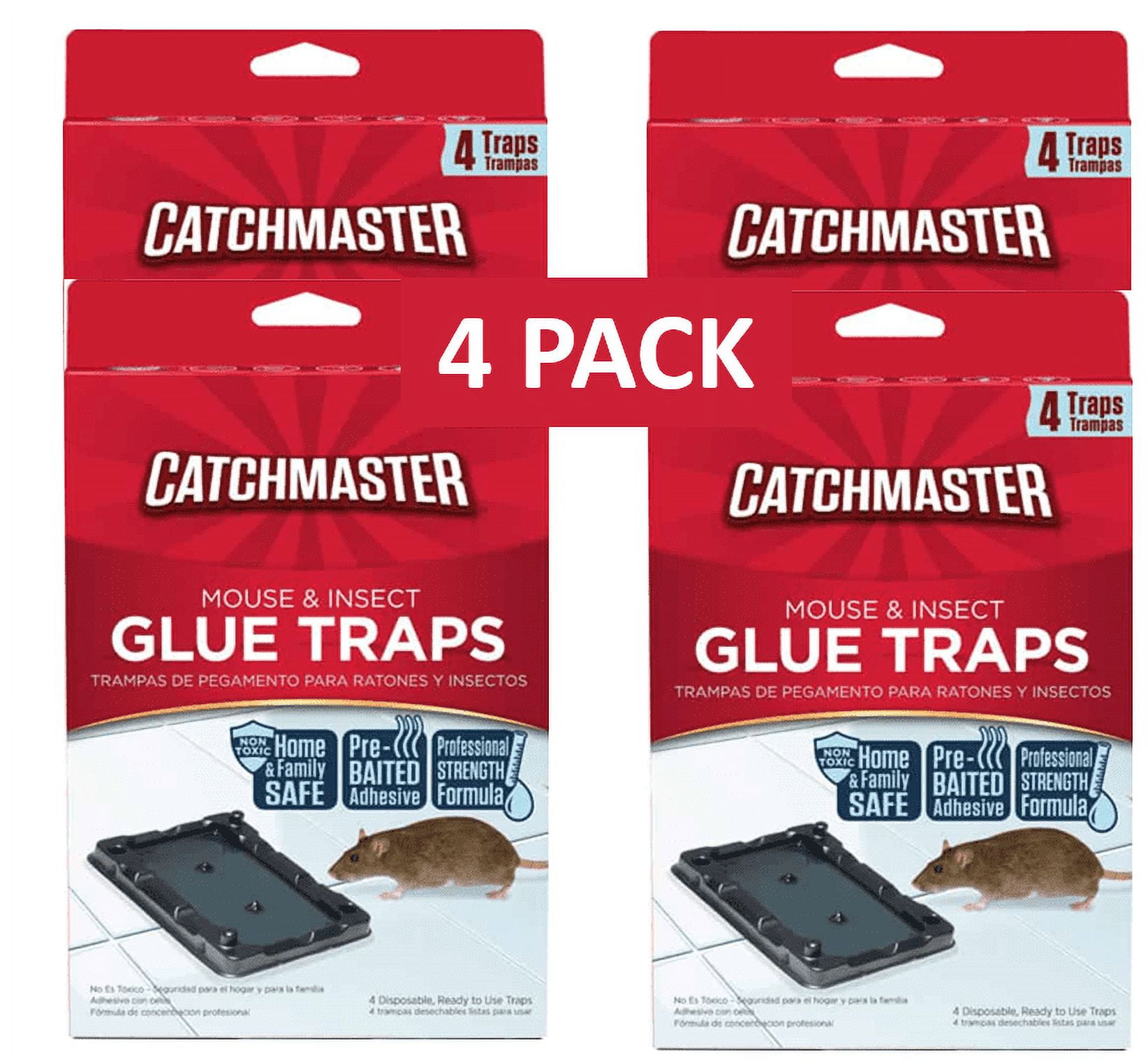 Catchmaster Baited Mouse Glue Traps - 4 ct Pack of 4
