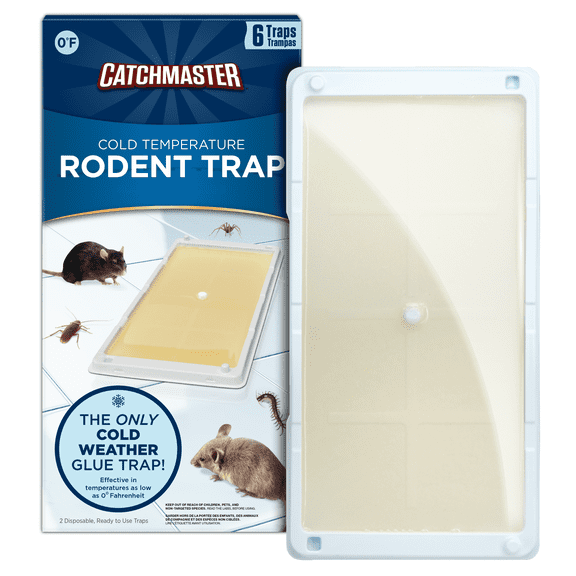 Catchmaster Cold Weather Glue Traps Indoor for Home 6-PK, Winter Glue Trap for Rodents