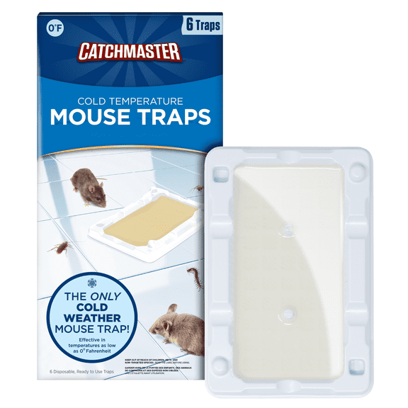 Catchmaster Cold Weather Mouse Traps Indoor for Home 6-PK, Winter Glue Trap for Mice