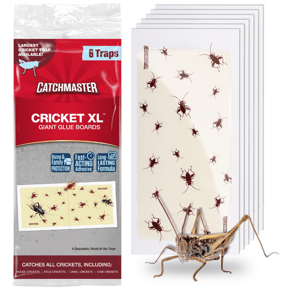 Catchmaster Cricket XL Giant Glue Traps 6-Pk, Bug Catcher Sticky Traps for Inside Home