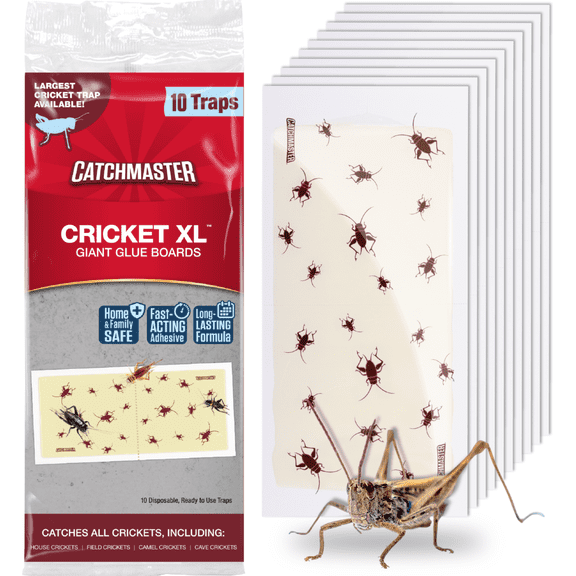 Catchmaster Cricket XL Giant Glue Traps 10-Pk, Bug Catcher Sticky Traps for Inside Home