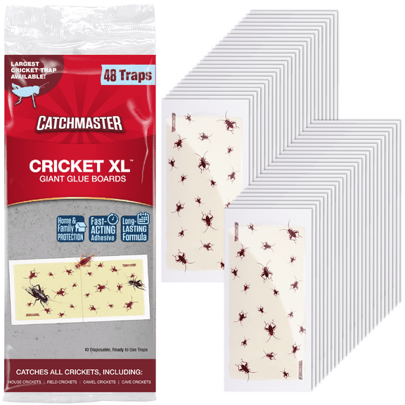 Catchmaster Cricket XL Giant Glue Traps 48-Pk, Bug Catcher Sticky Traps for Inside Home