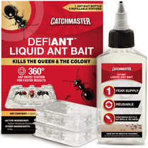 Catchmaster DEFIANT Liquid Ant Bait 4 Reusable Bait Stations, Ant Traps Indoor & Outdoor