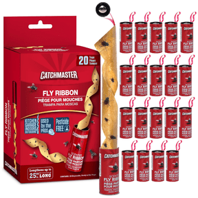 Catchmaster Fly Ribbon 20-Pack, Sunproof Flying Insect & Fruit Fly Traps Outdoor & Indoor