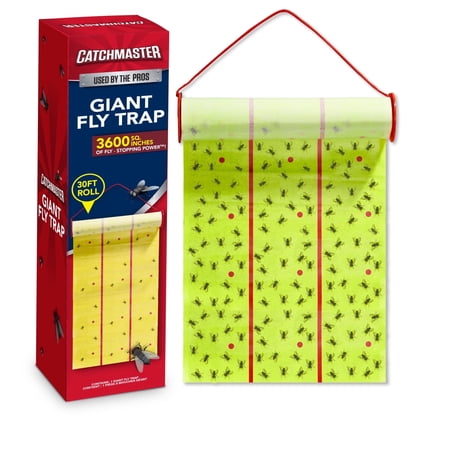 Catchmaster Giant Fly Paper Glue Trap 2-Pack 30 Feet Each, Sticky Fly Traps Outdoor