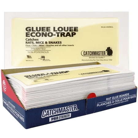 Catchmaster Gluee Louee Rat Extra Large Traps 30-PK, Heavy Duty Glue Traps, Mouse Traps for Home, Pre-Scented Adhesive Glue Boards for Inside House, Snake, Mice, & Spider Traps, Pet Safe Pest Control