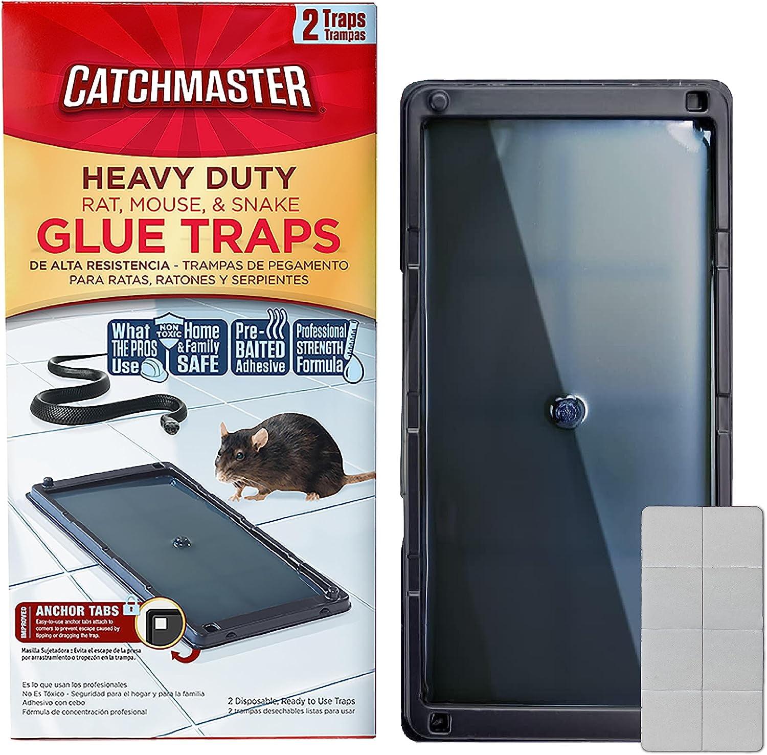 (3 pack) Catchmaster Heavy Duty Baited Rat Glue Traps 2 Count Indoors