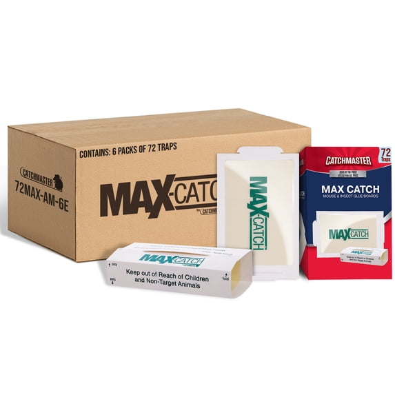 Catchmaster Max Catch Glue Traps, Bulk Mouse Traps Indoor for Home, Pest Control for Office Use, Case of 6 Packs of 72 Classic Glue Boards (432 Total)