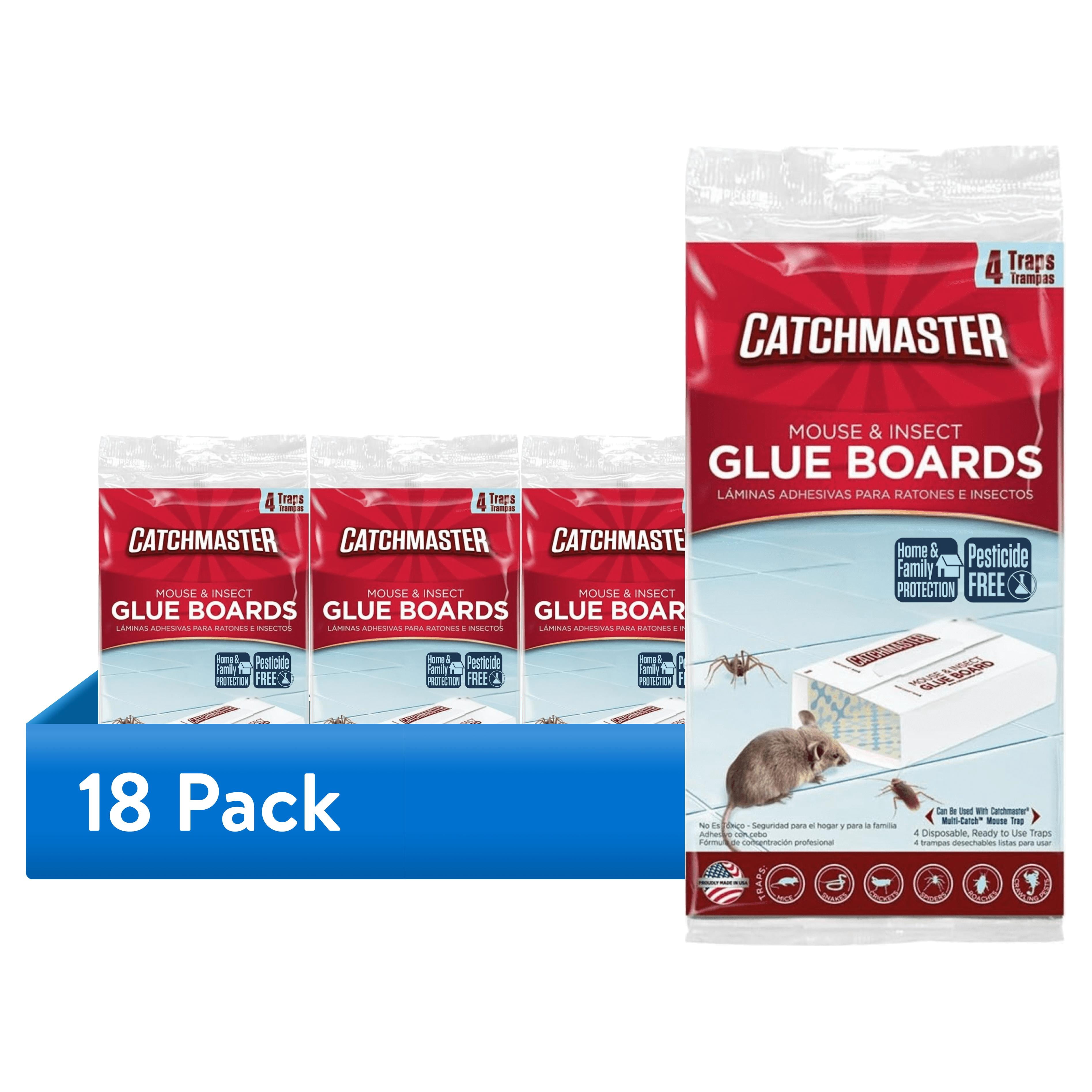 (18 pack) Catchmaster Mouse & Insect Solid Glue Board Traps 4 Count - Ready and Safe to Use Indoors