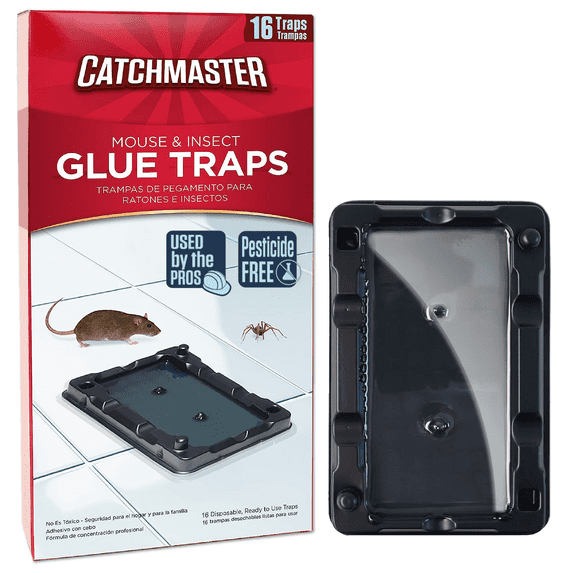 Catchmaster Mouse & Insect Glue Traps 16-Pk, Classic Sticky Traps for Bugs & Mice
