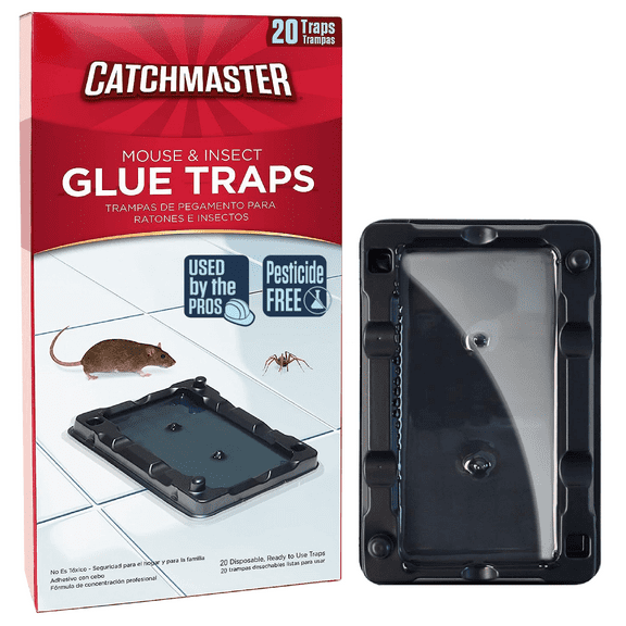 Catchmaster Mouse & Insect Glue Traps 20-Pk, Classic Sticky Traps for Bugs & Mice
