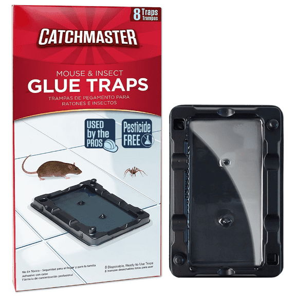 Catchmaster Mouse & Insect Glue Traps 8-Pk, Classic Sticky Traps for Bugs & Mice
