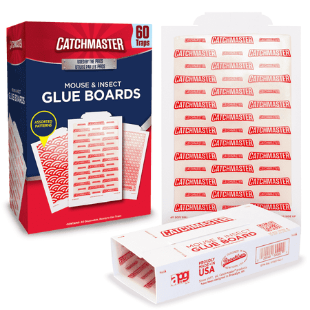Catchmaster Insect & Mouse Glue Traps 60pk, Indoor Sticky Traps for Mice, Bulk Glue Traps