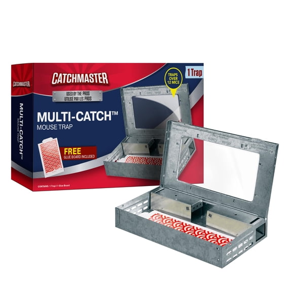 Catchmaster Multi-Catch Mouse Trap, Humane Mouse Trap Indoor for Home, Includes 1 Replaceable Glue Board, Live Catch Pest Control for Garage & Shed