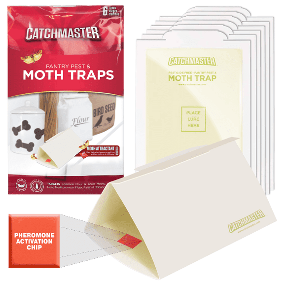 Catchmaster Pantry Pest & Moth Traps 6Pk, Sticky Moth Traps for Kitchen & Pantry Cabinet